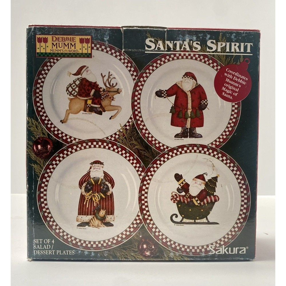 Sakura Debbie Mumm Santa's Spirit Stoneware Salad / Dessert Plates Set of 4
